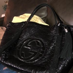 Gucci tote patent leather blk
